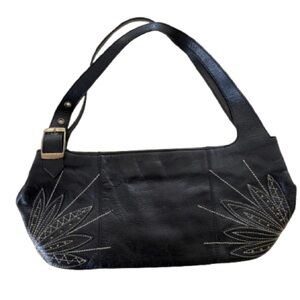 BCBG Max Azria Y2K Black Leather Shoulder Bag